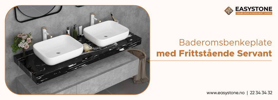Baderomsbenkeplate med Frittstående Servant
