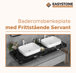 Baderomsbenkeplate med Frittstående Servant