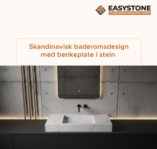 Skandinavisk baderomsdesign med benkeplate i stein