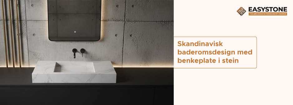 Skandinavisk baderomsdesign med benkeplate i stein
